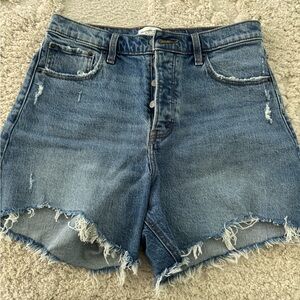 Abercrombie & Fitch Distressed Denim Cutoff Shorts - Medium Blue